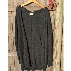 Angel Heart Black Chunky Open Knit‎ Long Black Soft Cozy Cardigan 1XL 2XL Plus